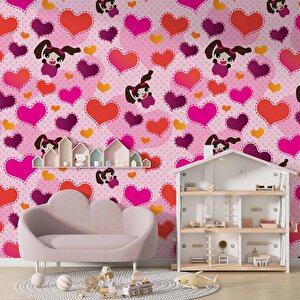 Kalpli Pembe Çocuk Duvar Duvar Kağıdı Baskı - Dkm379011 375x200 cm