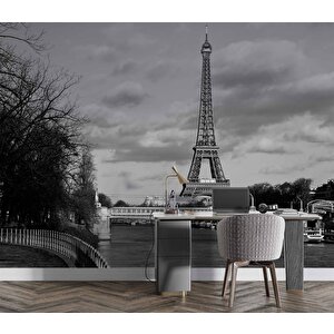 Siyah Beyaz Paris Eyfel Kulesi Duvar Kağıdı - Dkm449082