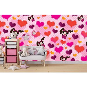 Kalpli Pembe Çocuk Duvar Duvar Kağıdı Baskı - Dkm379068
