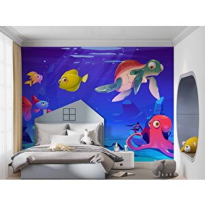 Su Altı Dünyası Çocuk Duvar Duvar Kağıdı Baskı - Dkm380063 800x260 cm