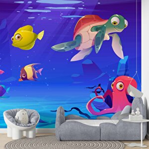 Su Altı Dünyası Çocuk Duvar Duvar Kağıdı Baskı - Dkm380007 275x200 cm