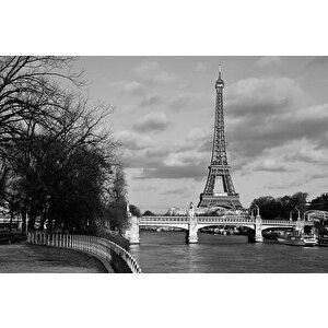 Siyah Beyaz Paris Eyfel Kulesi Duvar Kağıdı - Dkm449076