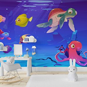 Su Altı Dünyası Çocuk Duvar Duvar Kağıdı Baskı - Dkm380034 425x240 cm