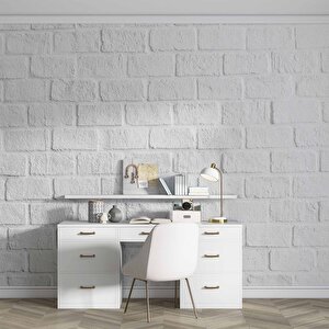 3 Boyutlu Beyaz Taş Desenli Duvar Kağıdı - Dkm655110