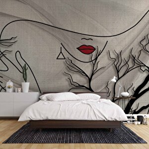 Kadın Suliyetli Kumaş Motif Temalı Duvar Kağıdı - Dkm580048 250x260 cm