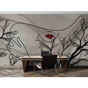 Kadın Suliyetli Kumaş Motif Temalı Duvar Kağıdı - Dkm580048