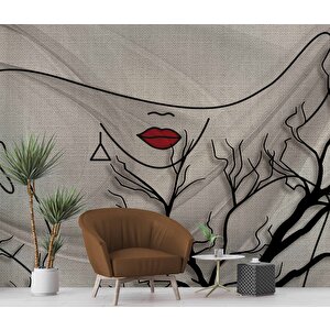 Kadın Suliyetli Kumaş Motif Temalı Duvar Kağıdı - Dkm580048