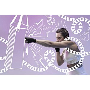 Dövüşçü Kadın Spor Salonu Duvar Kağıdı Baskı - Dkm209118