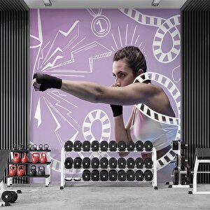 Dövüşçü Kadın Spor Salonu Duvar Kağıdı Baskı - Dkm209018 550x200 cm
