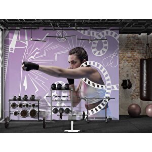 Dövüşçü Kadın Spor Salonu Duvar Kağıdı Baskı - Dkm209058 500x260 cm