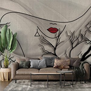 Kadın Suliyetli Kumaş Motif Temalı Duvar Kağıdı - Dkm580080 525x280 cm