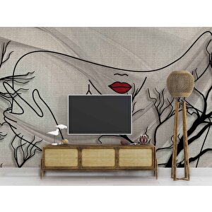 Kadın Suliyetli Kumaş Motif Temalı Duvar Kağıdı - Dkm580080 525x280 cm