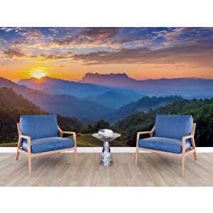 Gündoğumu Dağ Manzaralı Duvar Kağıdı Baskı - Dkm219015