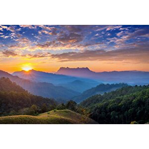 Gündoğumu Dağ Manzaralı Duvar Kağıdı Baskı - Dkm219015