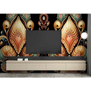 3 Boyutlu Altın Figür Desenli Duvar Kağıdı - Dkm817068 225x280 cm