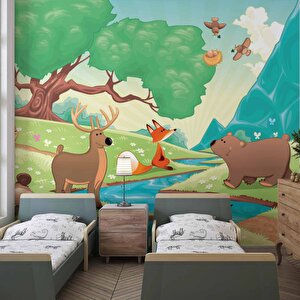 Nehir Manzaralı Çocuk Çocuk Odası Duvar Kağıdı Baskı - Dkm416007 275x200 cm