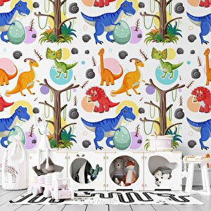 Dinazor Desenli Çocuk Oyun Odası Duvar Kağıdı Baskı - Dkm189066 150x280 cm