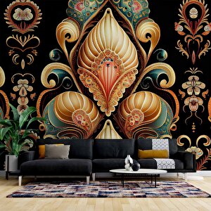 3 Boyutlu Altın Figür Desenli Duvar Kağıdı - Dkm817039 550x240 cm
