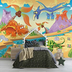 Dinozor Çağı Çocuk Odası Duvar Kağıdı Baskı - Dkm388074