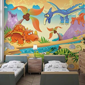 Dinozor Çağı Çocuk Odası Duvar Kağıdı Baskı - Dkm388061 600x260 cm