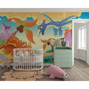 Dinozor Çağı Çocuk Odası Duvar Kağıdı Baskı - Dkm388061 600x260 cm