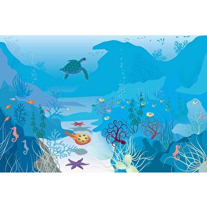 Mavi Su Altı Dünyası Çocuk Duvar Duvar Kağıdı Baskı - Dkm381090