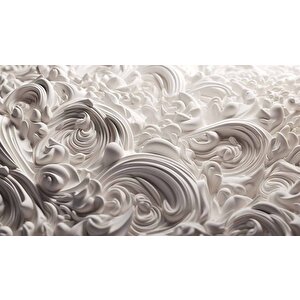 3 Boyutlu Beyaz Şekilli Köpük Desenli Duvar Kağıdı - Dkm923120