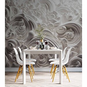 3 Boyutlu Beyaz Şekilli Köpük Desenli Duvar Kağıdı - Dkm923124