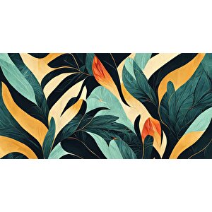 Sanatsal Yaprak Desenli Duvar Kağıdı - Dkm471041