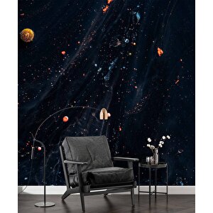 Siyah Mermer Desenli Duvar Kağıdı Baskı - Dkm537045