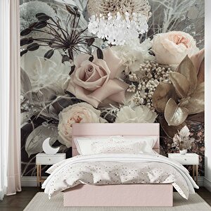 Pembe Beyaz Çiçek Temalı Duvar Kağıdı - Dkm827111 250x315 cm