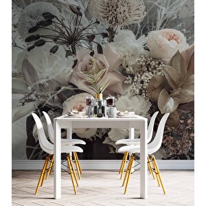 Pembe Beyaz Çiçek Temalı Duvar Kağıdı - Dkm827111