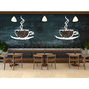 Kahve Bardağı Temalı Cafe Duvar Kağıdı Baskı - Dkm124013 425x200 cm