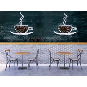 Kahve Bardağı Temalı Cafe Duvar Kağıdı Baskı - Dkm124066