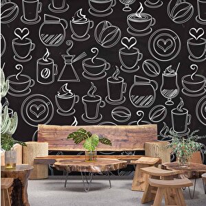 Kahve Temalı Cafe Duvar Kağıdı Baskı - Dkm123087 150x300 cm