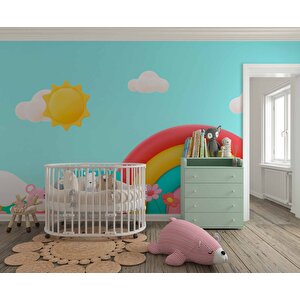 Gökkuşağı Temalı Çocuk Odası Duvar Kağıdı Baskı - Dkm197025 200x240 cm