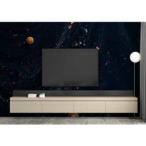 Siyah Mermer Desenli Duvar Kağıdı Baskı - Dkm537123 550x315 cm