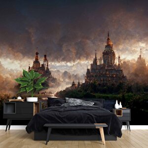 Sisli Şato Manzaralı Duvar Kağıdı - Dkb968005 225x200 cm