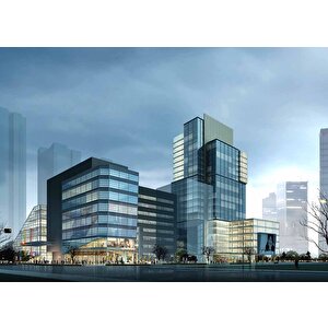 Camlı Bina Emlak Ve Gayrimenkul Duvar Kağıdı Baskı - Dkm308043