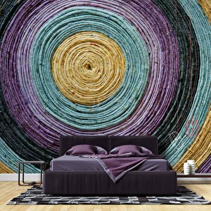 Renkli Yuvarlak Desenli Duvar Kağıdı - Dkm786067 200x280 cm