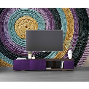 Renkli Yuvarlak Desenli Duvar Kağıdı - Dkm786020 700x200 cm
