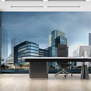 Camlı Bina Emlak Ve Gayrimenkul Duvar Kağıdı Baskı - Dkm308082