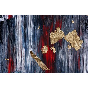 3 Boyutlu Lacivert Kırmızı Boyama Desenli Duvar Kağıdı - Dkm816044