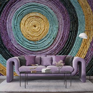 Renkli Yuvarlak Desenli Duvar Kağıdı - Dkm786002 100x200 cm