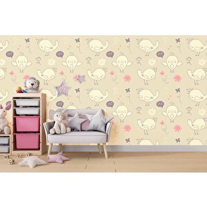 Civciv Desenli Çocuk Odası Duvar Kağıdı Baskı - Dkm183062