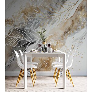 3 Boyutlu Tüy Ve Mermer Desenli Duvar Kağıdı - Dkm754027