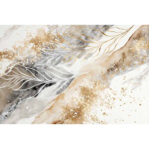 3 Boyutlu Tüy Ve Mermer Desenli Duvar Kağıdı - Dkm754027
