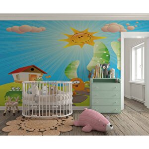 Çizgi Film Karakterli Çocuk Odası Duvar Kağıdı Baskı - Dkm426093 325x300 cm