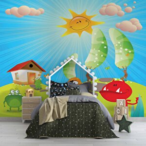 Çizgi Film Karakterli Çocuk Odası Duvar Kağıdı Baskı - Dkm426006