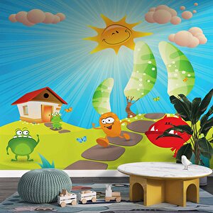 Çizgi Film Karakterli Çocuk Odası Duvar Kağıdı Baskı - Dkm426017 525x200 cm